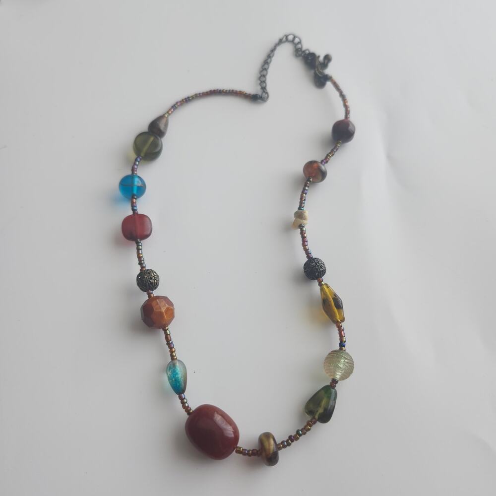 Lia Sophia Garnet Quartz Seed Bead Necklace 19in Artisan Boho Lobster Clasp - Picture 2 of 9